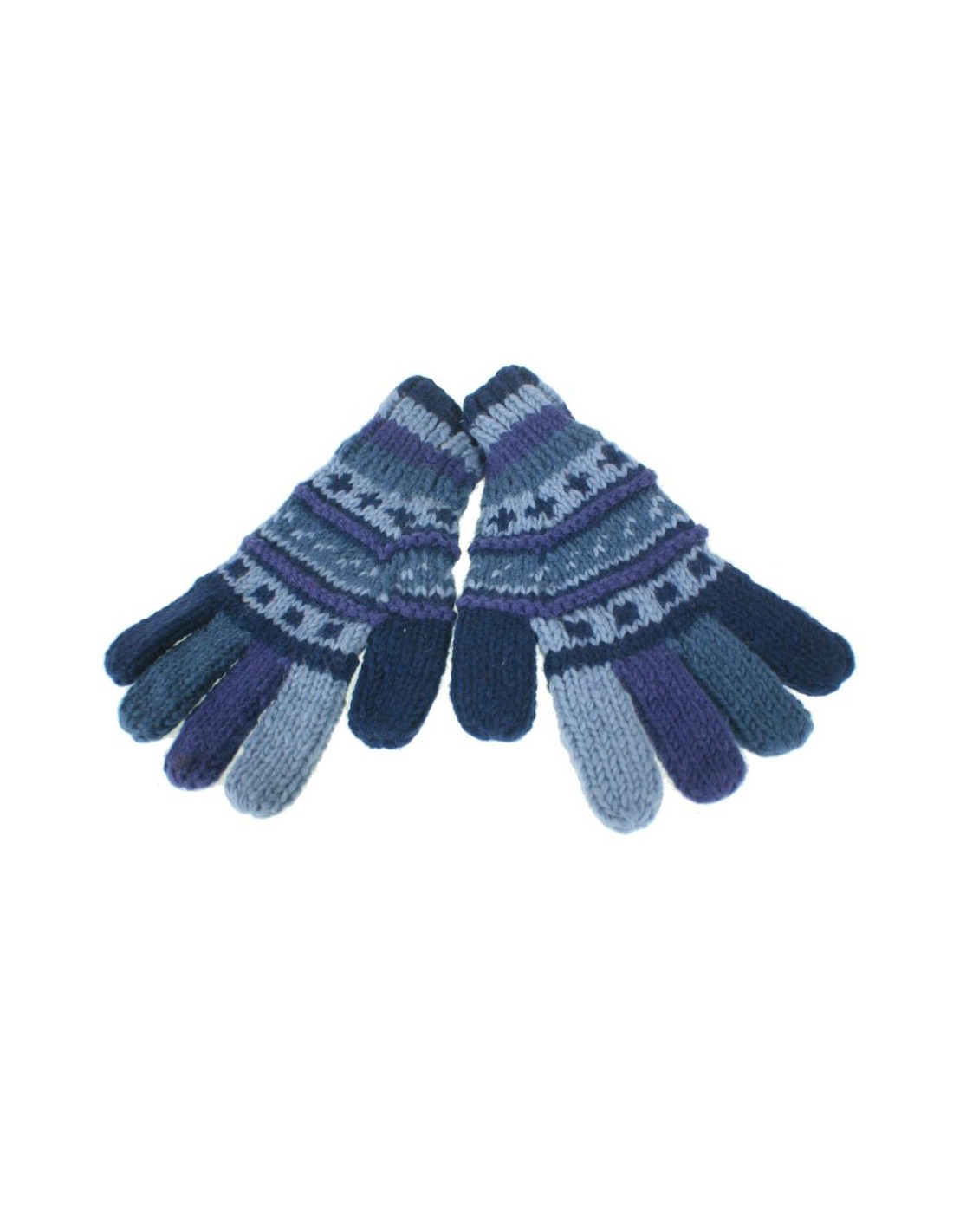 Guants de llana color blau calents suaus per l'hivern guants unisex artesanal adult regal original d'estil hippie