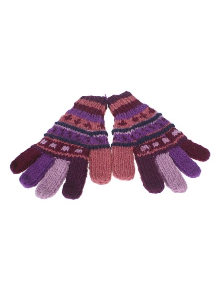 Guantes de invierno calientes de lana color lila unisex para el clima frio realizado artesanalmente. Talla única adulto.