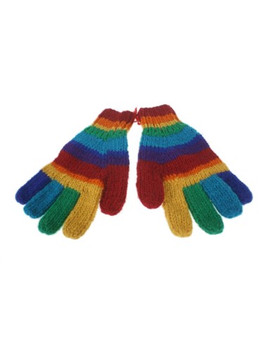 Gants en laine de couleur arc-en-ciel doux et chauds pour hiver gants unisexes faits à la main cadeau de style hippie original a