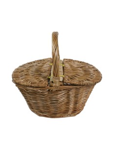 Cesta huevera mimbre con tapa y asa utensilio cocina almacenaje huevos 2