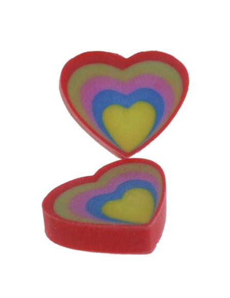 Set de 2 gomas infantiles de borrar forma de corazón multicolor.
