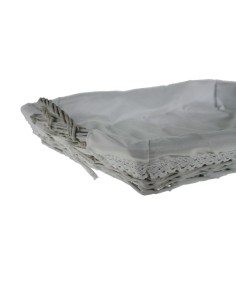 Safata de vímet blanca per roba de planxa folrada en tela. 2