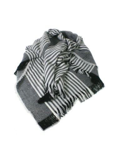 Bufanda estola bàsic color gris estampat a ratlles complement per a la teva look regal original funcional moda dona