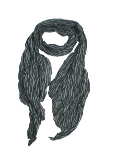 Mocador foulard de coll suau estil bàsic a ratlles en negre i gris per a regal moda dona. Mesures: 180x40 cm.