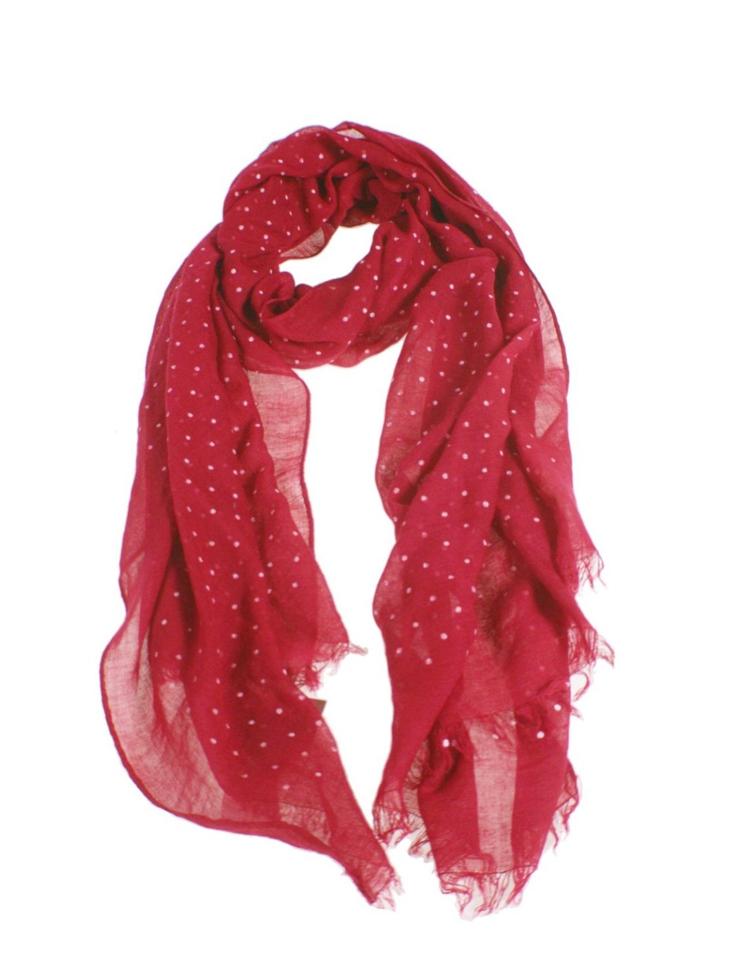 Bufanda foulard básico color rojo estampado topos blancos complemento para tu look regalo original funcional moda mujer