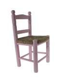 Silla infantil de madera y asiento de anea color rosa para niño niña regalo original