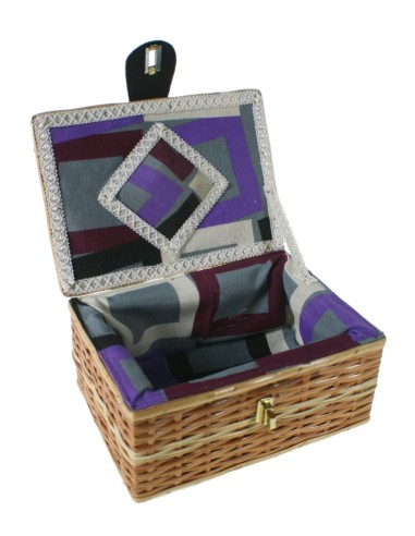 Petite boîte à couture en osier avec anse couleur miel pour coudre des accessoires de panier, broderie, canettes, paschwork