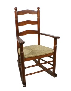 Balancí balancí de fusta amb seient d'ania balancí de l'àvia per descansar amb reposa-braços. Mides: 103x60x70 cm.