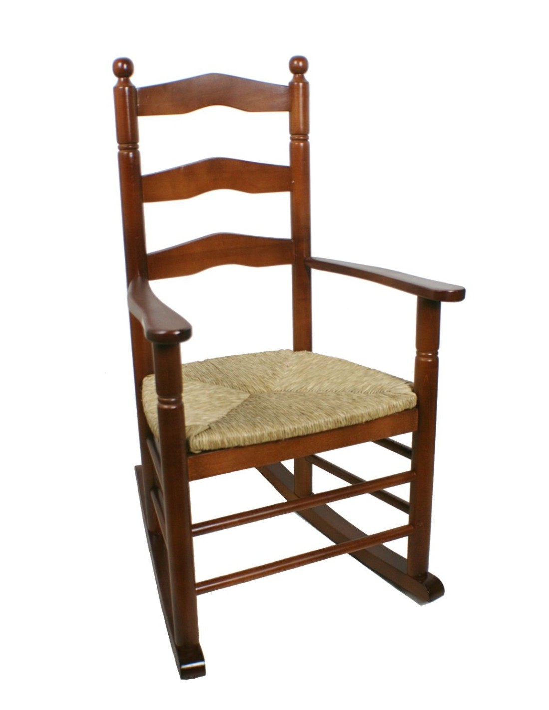 Mecedora balancín de madera con asiento de anea mecedora de la abuela para descanso con reposa-brazos.