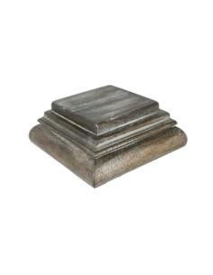 Mènsula peanya de sobretaula de fusta patinada color plata vella per a exposició de figura i decoració.