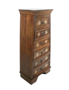 Calaixera de l'Índia de fusta palissandre amb sis calaixos decoració rústica