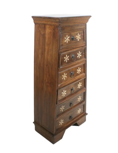 Cajonera de la India de madera palisandro con seis cajones decoración rústica