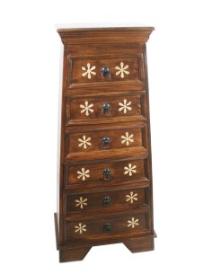 Calaixera de l'Índia de fusta palissandre amb sis calaixos decoració rústica 2