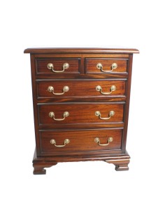 Commode en bois massif d'acajou avec cinq tiroirs mini chiffonnier 2