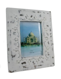 Marco para Foto de Madera Color Blanco ligeramente Envejecido Estilo Vintage Decoración Hogar.