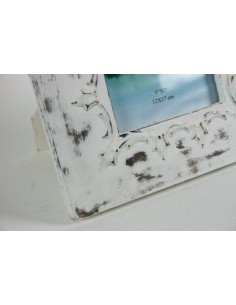 Marco para Foto de Madera Color Blanco ligeramente Envejecido Estilo Vintage Decoración Hogar. 2