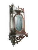 Mènsula cantonera de fusta massissa caoba amb talla i miralls bisellats moble auxiliar decoració