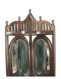 Mènsula cantonera de fusta massissa caoba amb talla i miralls bisellats moble auxiliar decoració