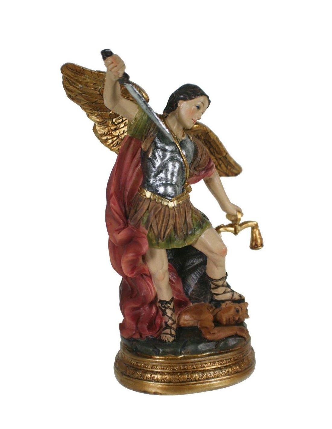 Figura estatua religiosa de culto San Miguel pintada a mano decoración hogar