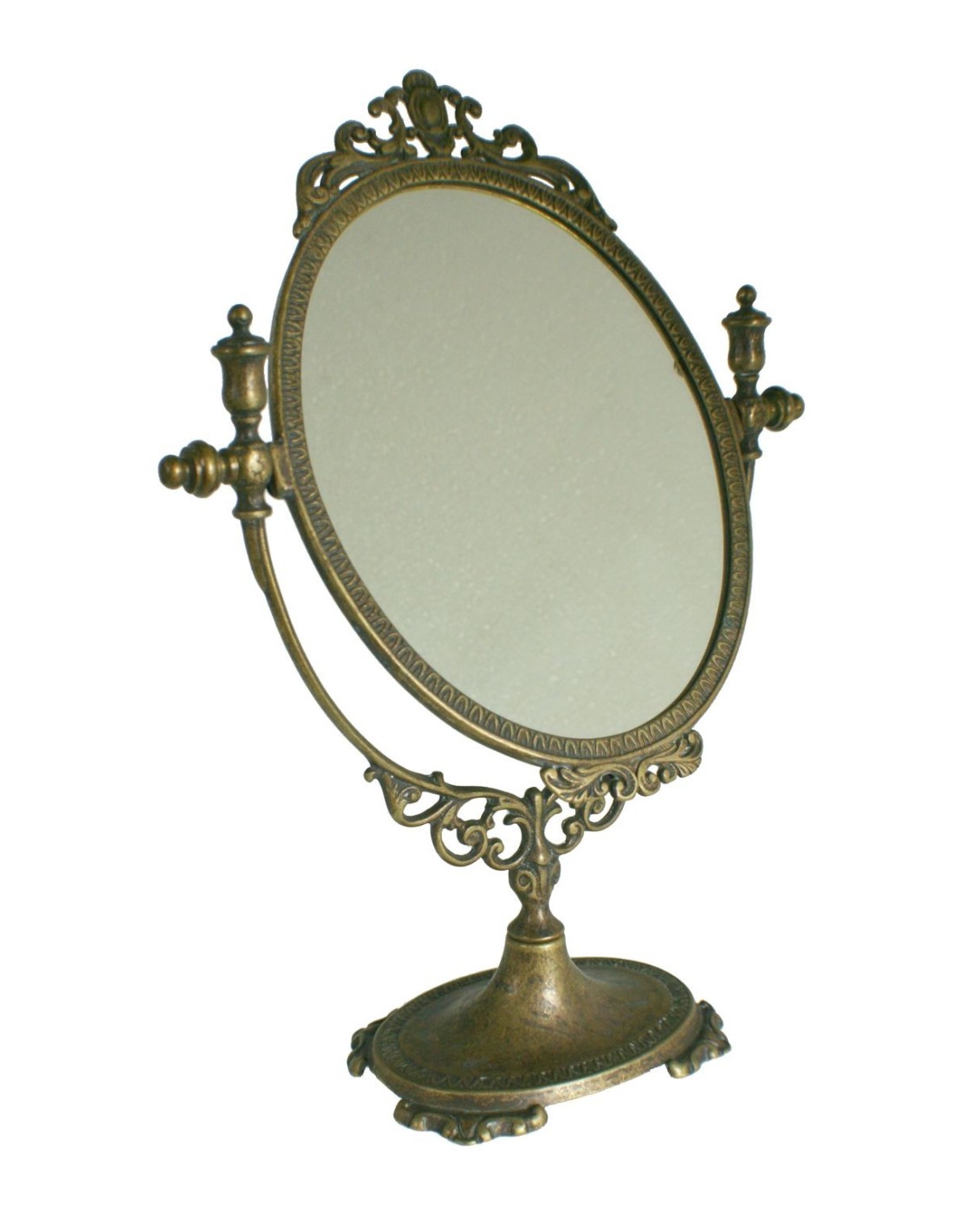 Espejo tocador sobremesa latón envejecido ovalado decoración vintage rustico espejo tocador para maquillaje ideal regalo espejo 