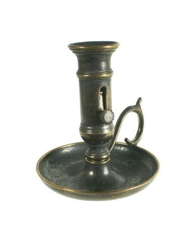 Palmatòria de llautó envellit amb profunditat regulable per a vela de 2 Ø cm. decoració vintage rústic