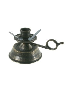 Quinqué palmatòria per a vela de 2 Ø cm de metall envellit estil vintage rústic ideal per a regal i decoració jardí llar 2