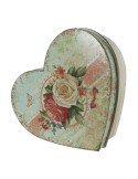 Boîte en métal en forme de coeur dessin roses