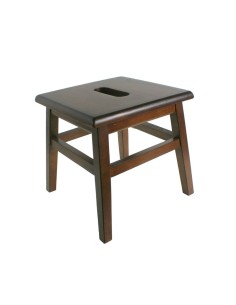 Tabouret en bois avec poignée de transport couleur noyer