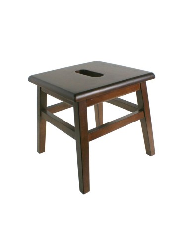  Tabouret en bois avec poignée de transport couleur noyer