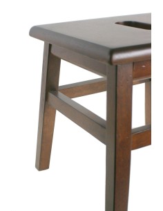Tabouret en bois avec poignée de transport couleur noyer 2