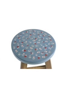 Tabouret en bois massif avec siège décoré de fleurs pour la décoration de la maison de style nordique de salle de bain et de cui 2