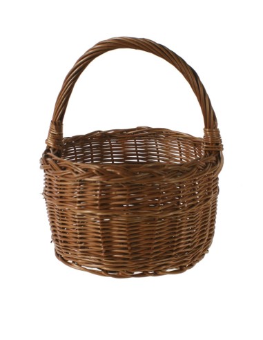 Panier rond traditionnel en osier de couleur miel pour le shopping 