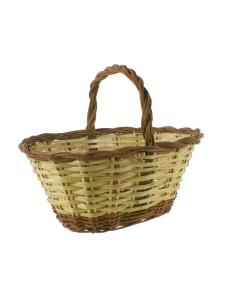 Cistella de canya i vímet per a bolets amb nansa, elaborada artesanalment, contenidor emmagatzematge llar