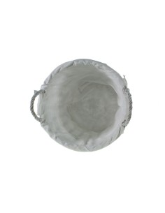 Cuévano Redondo de Mimbre Blanco Forrado en tela Elegancia y Organización en tu Hogar. . 2