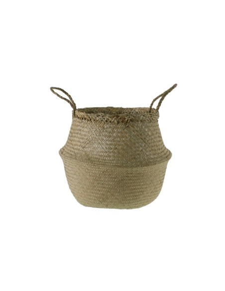 Cesta de hoja de palma para cubremacetas cesta almacenamiento cesta para plantas decoración hogar. Medidas: 27xØ24 cm.