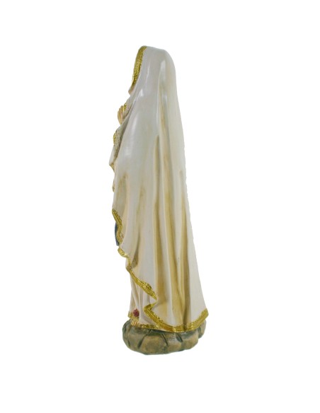 Estatua figura religiosa Nuestra Señora de Lourdes con manto claro pintada a mano decoración hogar
