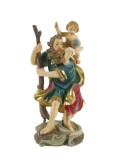 Estatua figura religiosa de culto San Cristóbal en resina pintada a mano decoración hogar