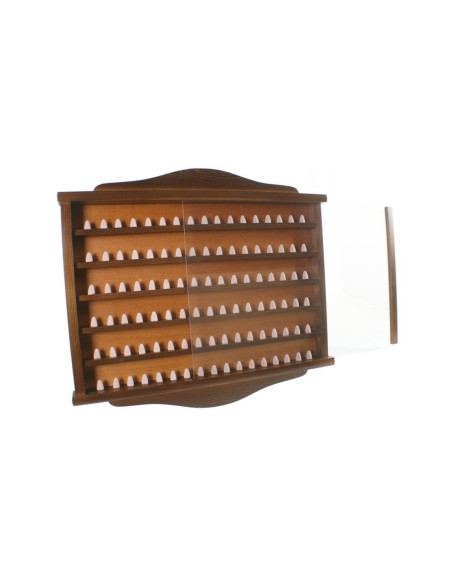 Porta dedales de madera 102 unidades color nogal vitrina expositor para pared decoración hogar. 