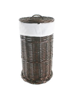 Portarrollos de Mimbre con Tapa para Almacenaje de Papel Higiénico de Color Nogal para Baño.