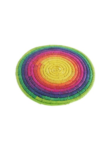 Salvamantel artesanal  bajo plato de fibra multicolor para mesa aislamiento térmico