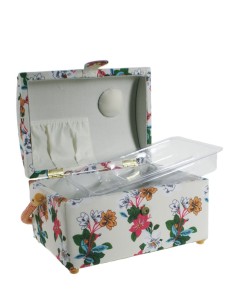 Boîte à couture en tissu avec motif floral, poignée et plateau intérieur, panier pour les tâches de couture, boîte à couture cla 2