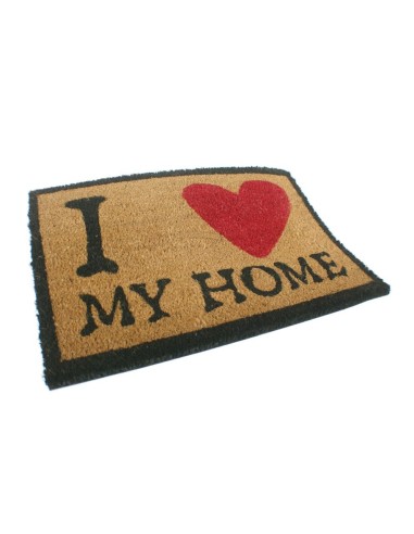 Felpudo rectangular multicolor de fibra de coco con diseño para puerta de entrada hogar, jardín o terraza