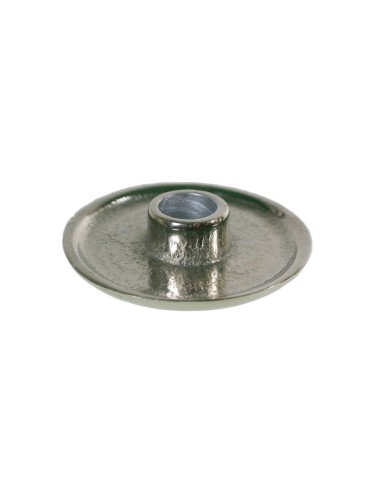 Bougeoir rond en aluminium massif pour bougies Ø2cm. Dimensions : 2xØ9,5 cm.