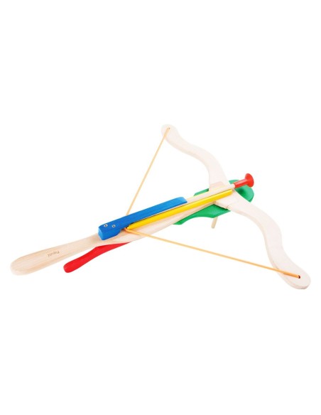 Arbalète en bois avec fléchettes, jouet de lancer pour enfants, jeu de coordination et de visée.