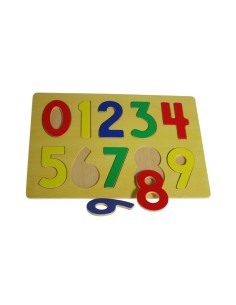 Puzle números de fusta per encaixar joc educatiu infantil per aprendre els números del 0 al 9.