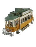 Tranvía de metal color amarillo replica retro vehículo para coleccionista y decoración hogar