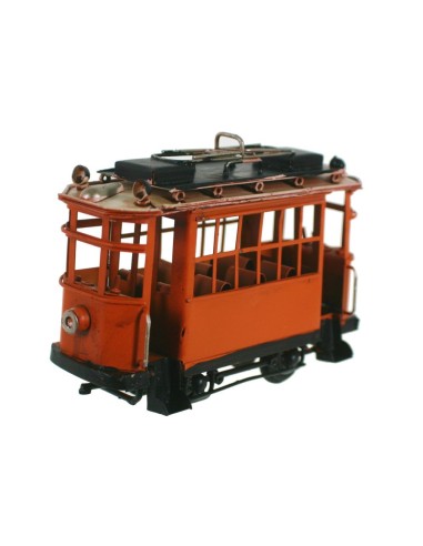 Petit véhicule de style rétro réplique de tramway en métal rouge pour collectionneur et décoration de la maison
