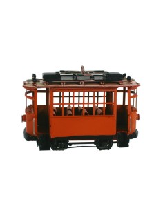 Tranvía pequeño de metal color rojo replica estilo retro vehículo para coleccionista y decoración hogar 2
