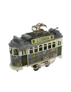 Tranvía pequeño lisboa de metal replica estilo retro vehículo para coleccionista y decoración hogar