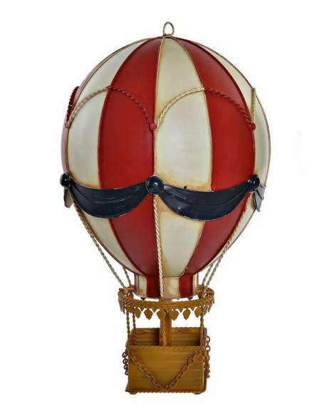 Globo aerostático replica de metal para colgar decoración vintage. Medidas: 43xØ25 cm.